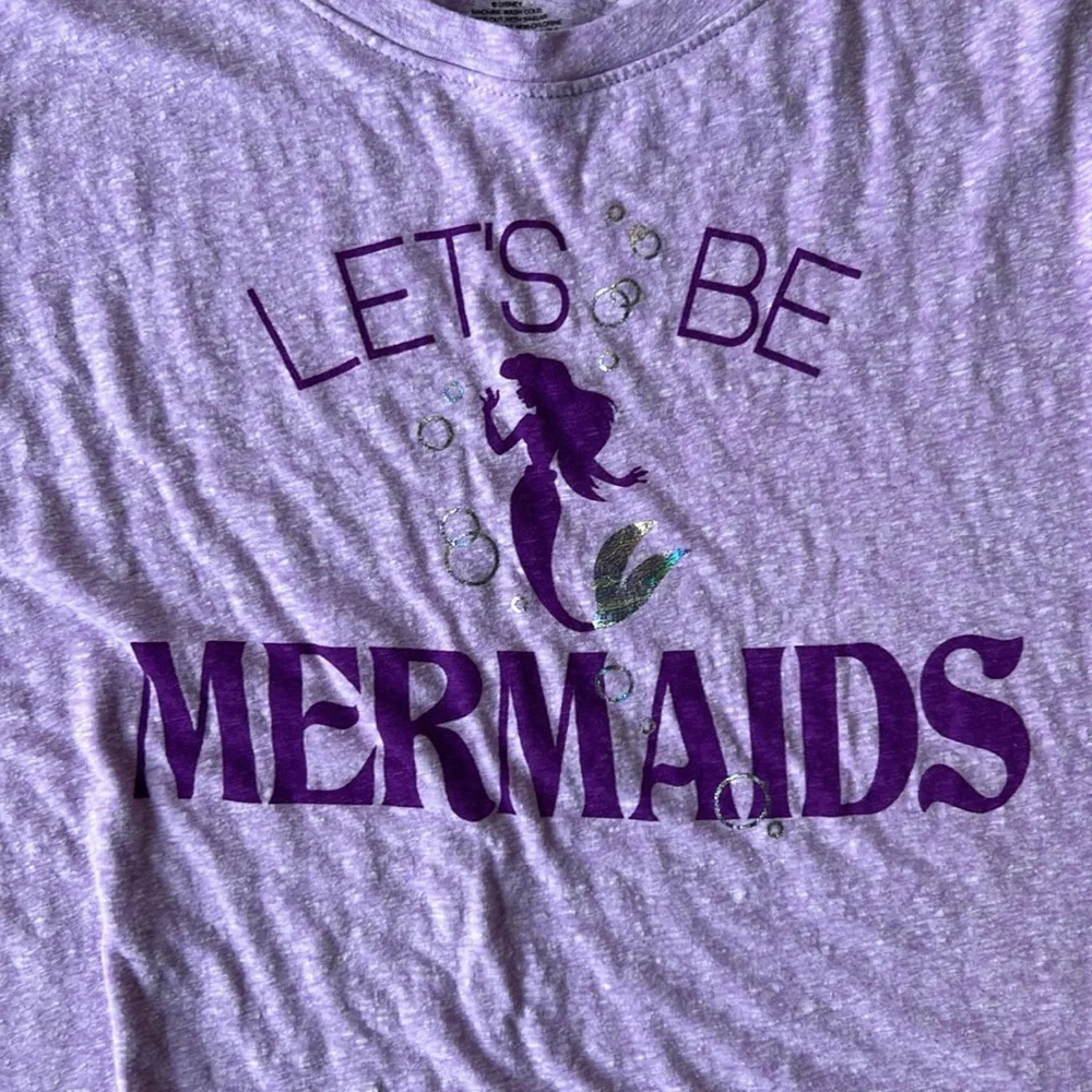 Disney Top Purple Lets Be Mermaids Tank Top Size Extra Large Sleeveless Ariel - Picture 2 of 5